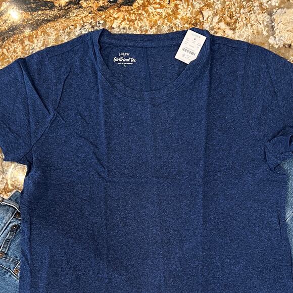 NWT J. Crew Heather Indigo Blue Girlfriend Crewneck Tee - SIZE M - Picture 3 of 10
